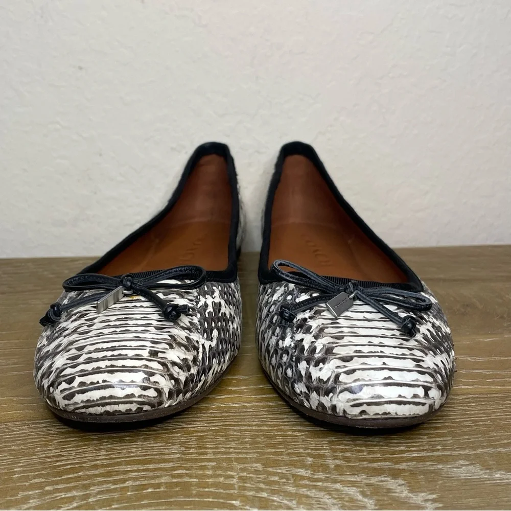 Coach Lola Ballet Black and White Snakeskin Flats Size 7